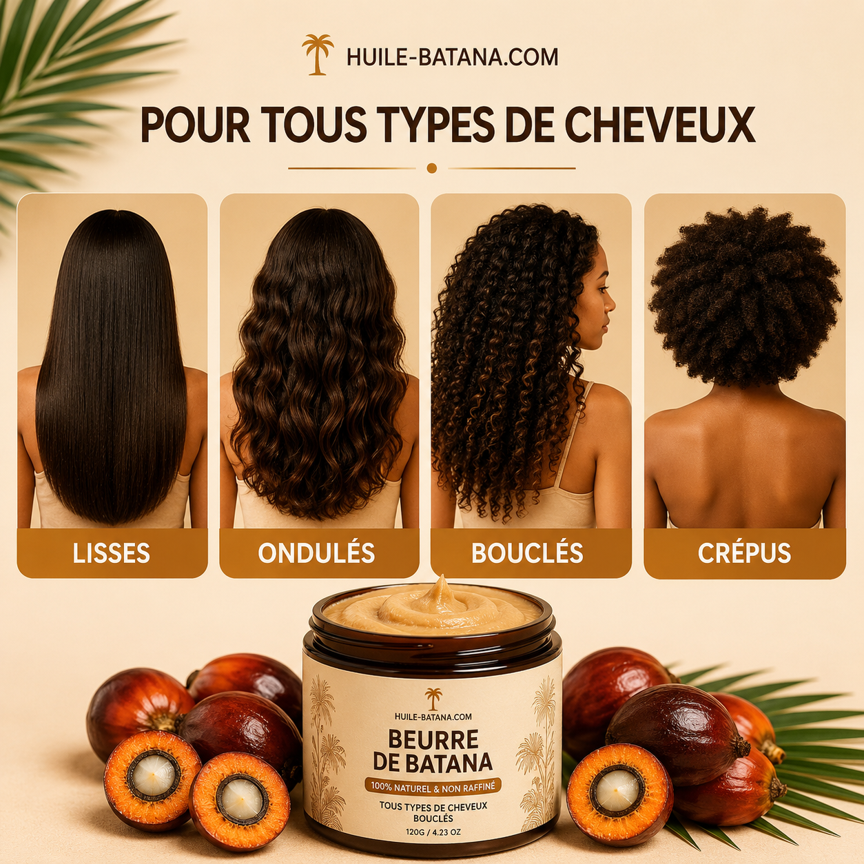 Beurre de Batana Cheveux — Masque Nourrissant Brillance & Douceur