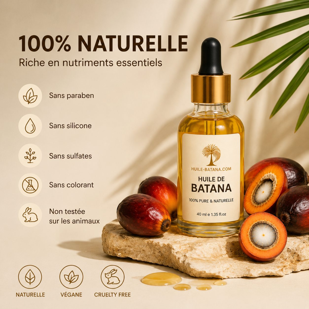 Huile de Batana 100% Pure — Soin Nourrissant Cheveux Secs & Abîmés